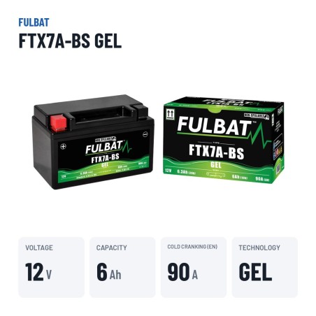 Batteria moto Fulbat FTX7A-BS GEL 12V 6.3Ah 90A GEL – dati principali