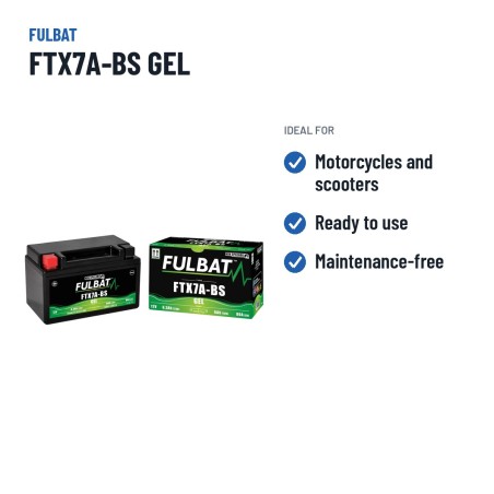 Motorcycle battery Fulbat FTX7A-BS GEL 12V 6.3Ah 90A GEL – recommended uses