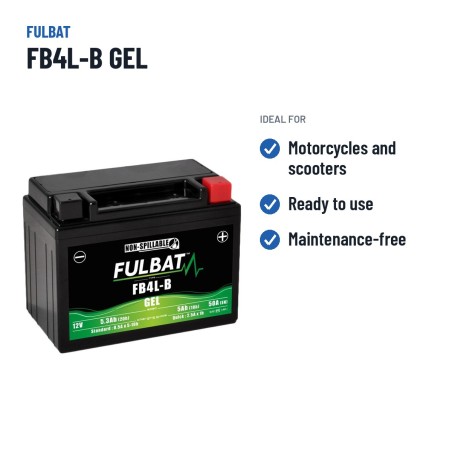 Motorradbatterie Fulbat FB4L-B GEL 12V 5.3Ah 50A GEL – empfohlene Einsatzbereiche