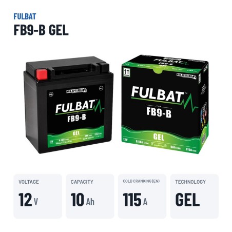 Batería de moto Fulbat FB9-B GEL 12V 9.5Ah 115A GEL