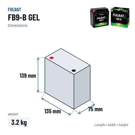 Batería de moto Fulbat FB9-B GEL 12V 9.5Ah 115A GEL