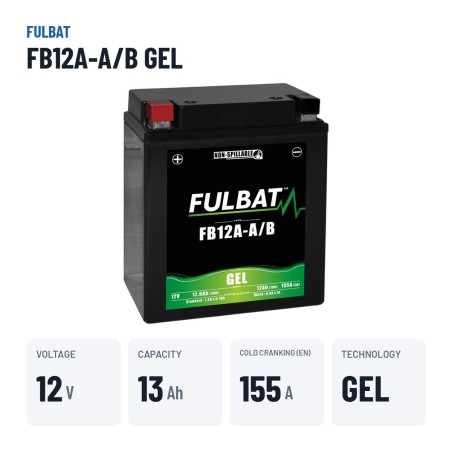 Batteria moto Fulbat FB12A-A/B GEL 12V 12.6Ah 155A GEL – dati principali