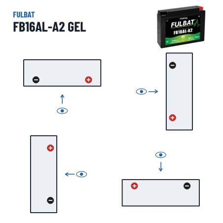 Batteria moto Fulbat FB16AL-A2 GEL 12V 16.8Ah 210A GEL – polarità (schema 0, + a destra)