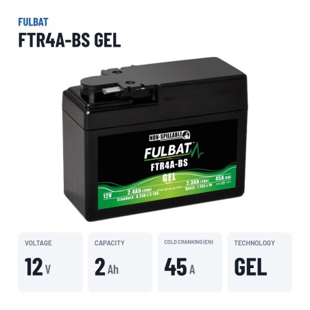 Batería de moto Fulbat FTR4A-BS GEL 12V 2.4Ah 45A GEL