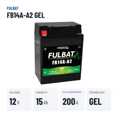 Batteria moto Fulbat FB14A-A2 GEL 12V 14.7Ah 200A GEL – dati principali