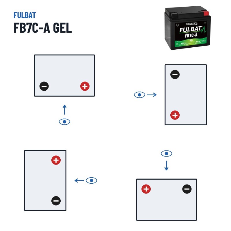 Motorcycle battery Fulbat FB7C-A GEL 12V 8.4Ah 85A GEL – polarity (layout 0, + right)