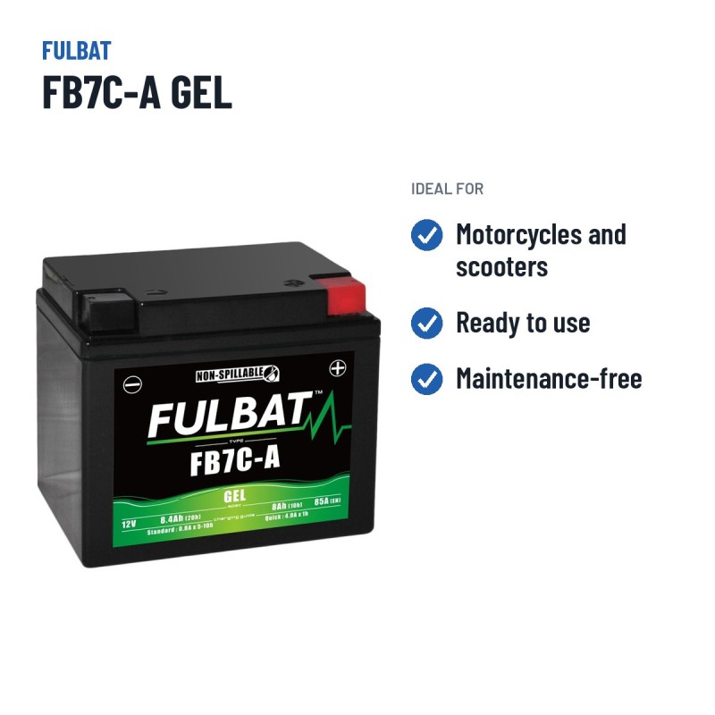 Motorcycle battery Fulbat FB7C-A GEL 12V 8.4Ah 85A GEL – recommended uses