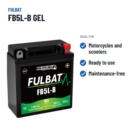Motorcycle battery Fulbat FB5L-B GEL 12V 5.3Ah 65A GEL – recommended uses