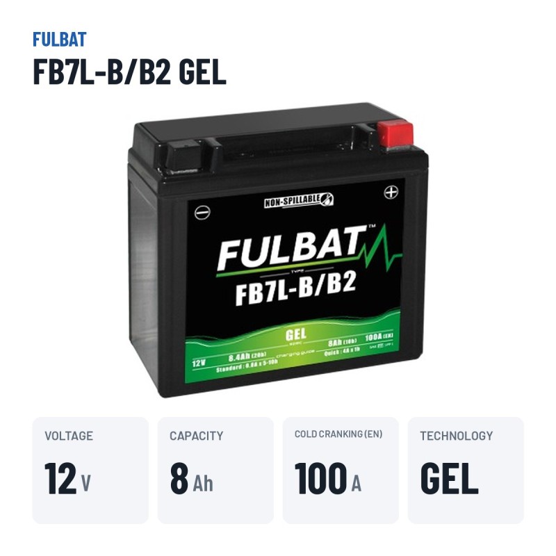 Motorcycle battery Fulbat FB7L-B/B2 GEL 12V 8.4Ah 100A GEL – key specs