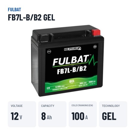 Batería de moto Fulbat FB7L-B/B2 GEL 12V 8.4Ah 100A GEL – datos clave