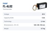 Lawnmower battery Fulbat FL-AL02 25.2V 5Ah Li-Ion | baterias.com