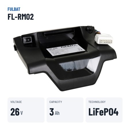 Bateria de corta-relva Fulbat FL-RM02 25.6V 3Ah LiFePO4 – dados principais