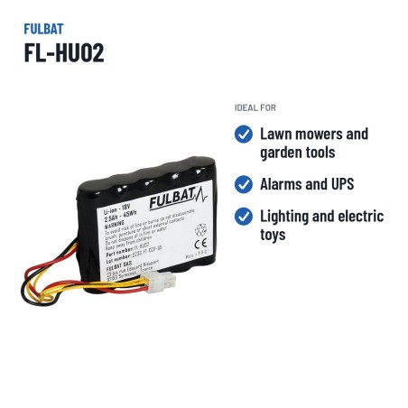 Bateria de corta-relva Fulbat FL-HU02 18V 2.5Ah Li-Ion – utilizações recomendadas