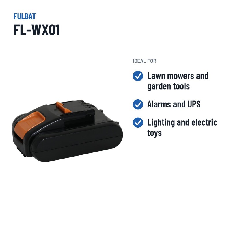 Lawnmower battery Fulbat FL-WX01 20V 2Ah Li-Ion – recommended uses