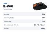 Batterie de tondeuse Fulbat FL-WX01 20V 2Ah Li-Ion – fiche technique