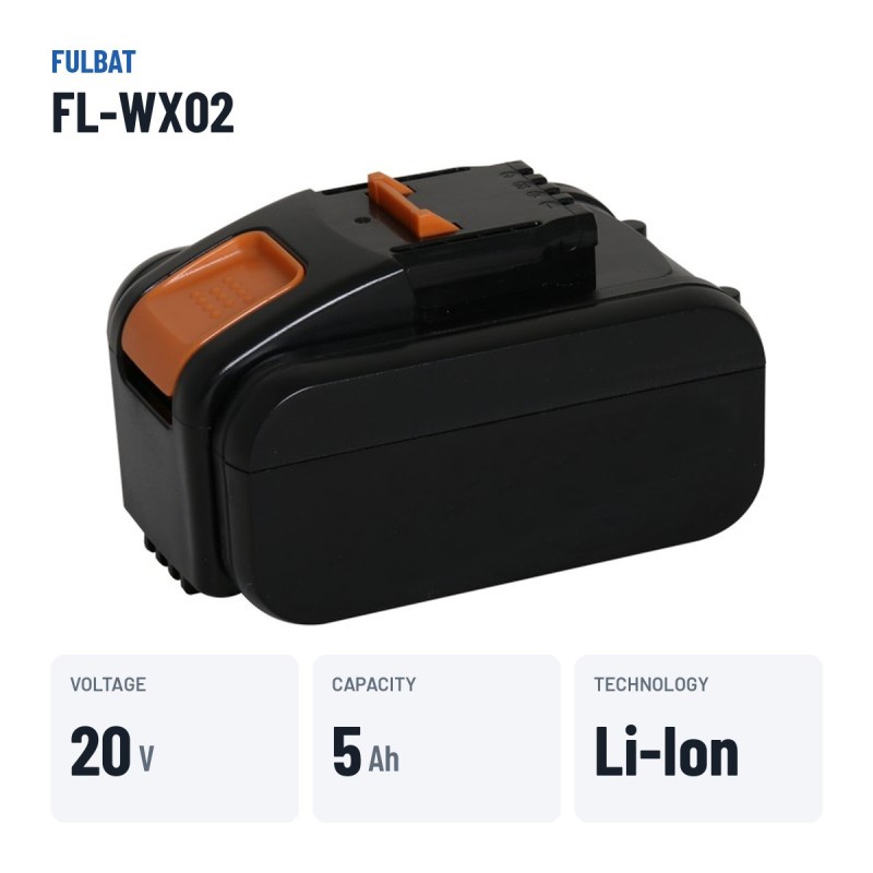 Bateria de corta-relva Fulbat FL-WX02 20V 5Ah Li-Ion – dados principais