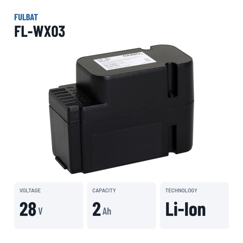 Lawnmower battery Fulbat FL-WX03 28V 2.5Ah Li-Ion – key specs