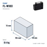 Lawnmower battery Fulbat FL-WX03 28V 2.5Ah Li-Ion – dimensions 104 × 49 × 72 mm