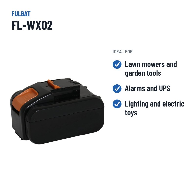 Bateria de corta-relva Fulbat FL-WX02 20V 5Ah Li-Ion – utilizações recomendadas