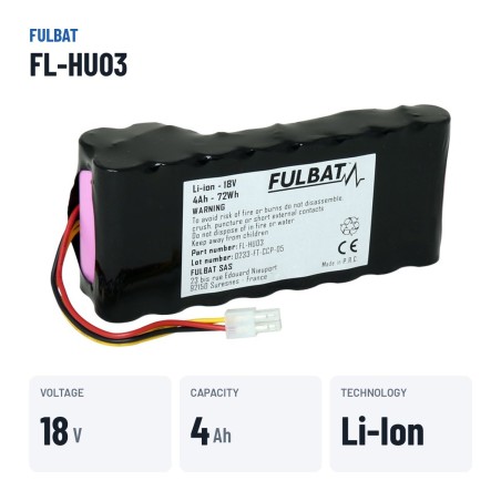 Lawnmower battery Fulbat FL-HU03 18V 4Ah Li-Ion – key specs