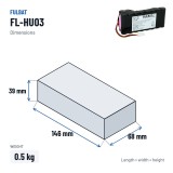 Lawnmower battery Fulbat FL-HU03 18V 4Ah Li-Ion – dimensions 146 × 68 × 39 mm