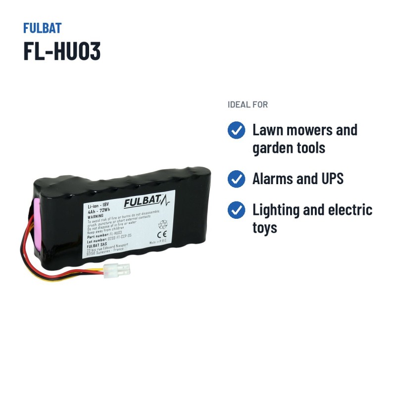Lawnmower battery Fulbat FL-HU03 18V 4Ah Li-Ion – recommended uses