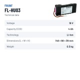 Lawnmower battery Fulbat FL-HU03 18V 4Ah Li-Ion – technical data