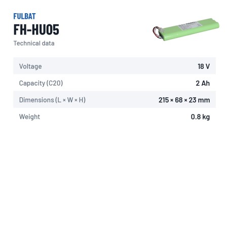 Batteria per rasaerba Fulbat FH-HU05 18V 2.2Ah NIMH – scheda tecnica
