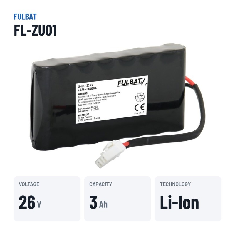 Rasenmäher-Batterie Fulbat FL-ZU01 25.9V 2.6Ah Li-Ion – wichtigste Daten