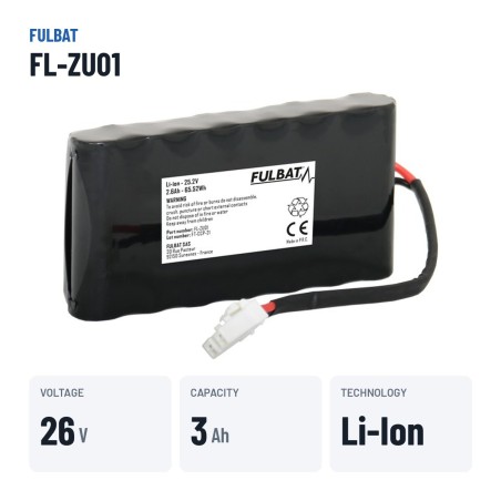 Rasenmäher-Batterie Fulbat FL-ZU01 25.9V 2.6Ah Li-Ion – wichtigste Daten