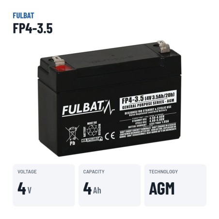Batterie stationnaire onduleur Fulbat FP4-3.5 4V 3.5Ah AGM