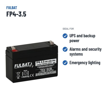 Batterie stationnaire onduleur Fulbat FP4-3.5 4V 3.5Ah AGM