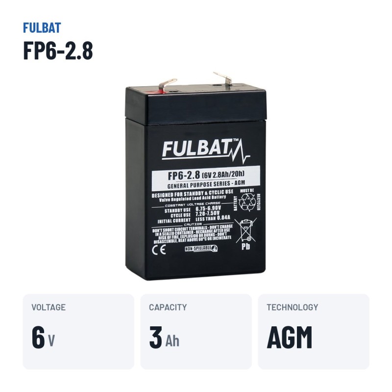Stationärbatterie USV Fulbat FP6-2.8 6V 2.8Ah AGM – wichtigste Daten