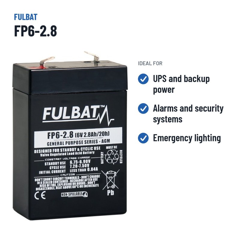 Stationärbatterie USV Fulbat FP6-2.8 6V 2.8Ah AGM – empfohlene Einsatzbereiche