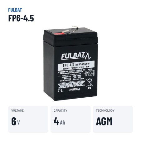 Batterie stationnaire onduleur Fulbat FP6-4.5 6V 4.5Ah AGM – caractéristiques clés