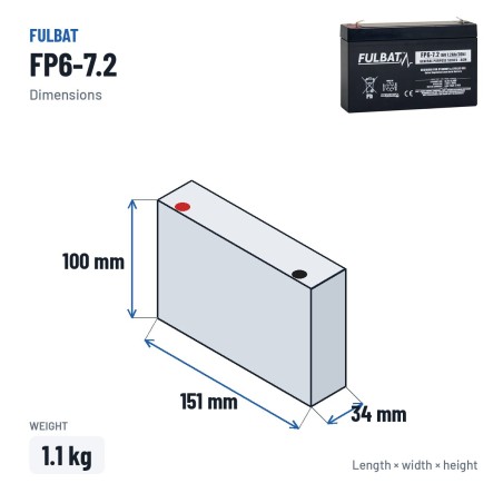 Batteria stazionaria UPS Fulbat FP6-7.2 6V 7.2Ah AGM