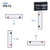 Batería estacionaria SAI/UPS Fulbat FP6-7.2 6V 7.2Ah AGM – polaridad (esquema 1, + izquierda)