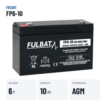 Stationärbatterie USV Fulbat FP6-10 6V 10Ah AGM – wichtigste Daten