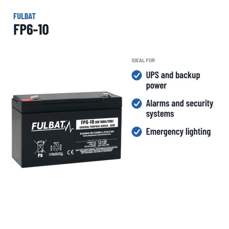 Batteria stazionaria UPS Fulbat FP6-10 6V 10Ah AGM – usi consigliati