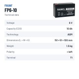Stationärbatterie USV Fulbat FP6-10 6V 10Ah AGM – technische Daten