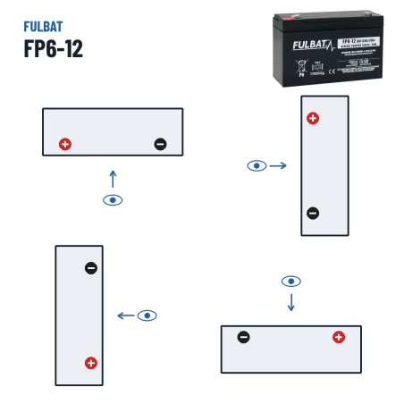 Stationary UPS battery Fulbat FP6-12 6V 12Ah AGM | baterias.com