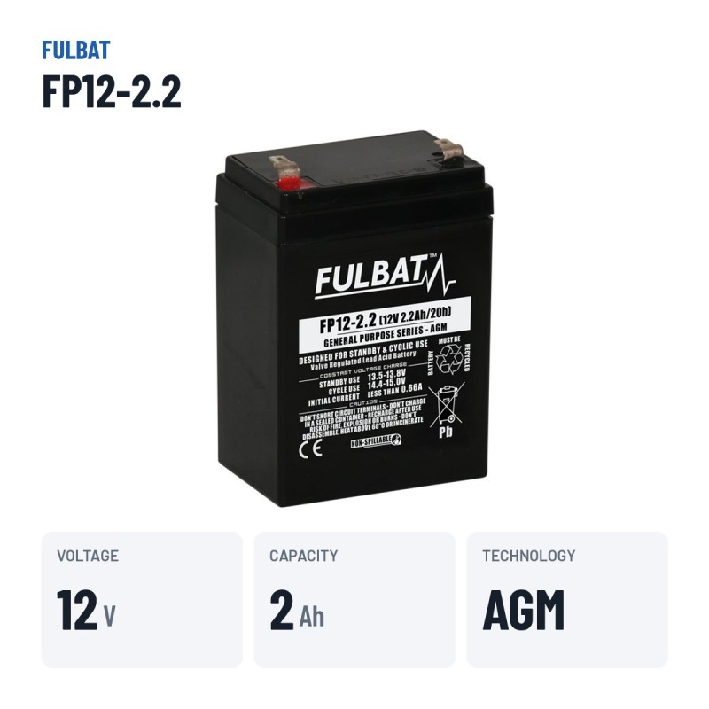 Stationary UPS battery Fulbat FP12-2.2 12V 2.2Ah AGM