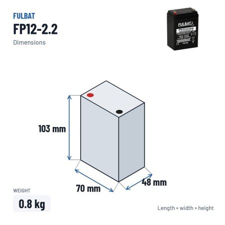 Stationary UPS battery Fulbat FP12-2.2 12V 2.2Ah AGM
