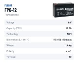 Batterie stationnaire onduleur Fulbat FP6-12 6V 12Ah AGM – fiche technique