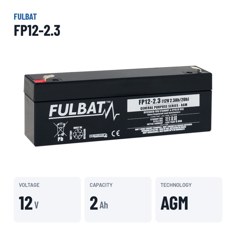 Batteria stazionaria UPS Fulbat FP12-2.3 12V 2.3Ah AGM – dati principali