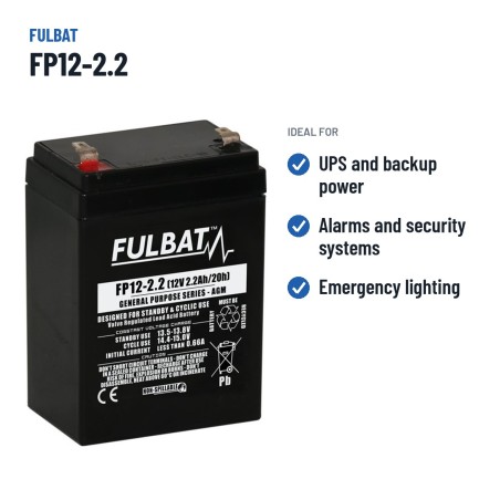 Batteria stazionaria UPS Fulbat FP12-2.2 12V 2.2Ah AGM