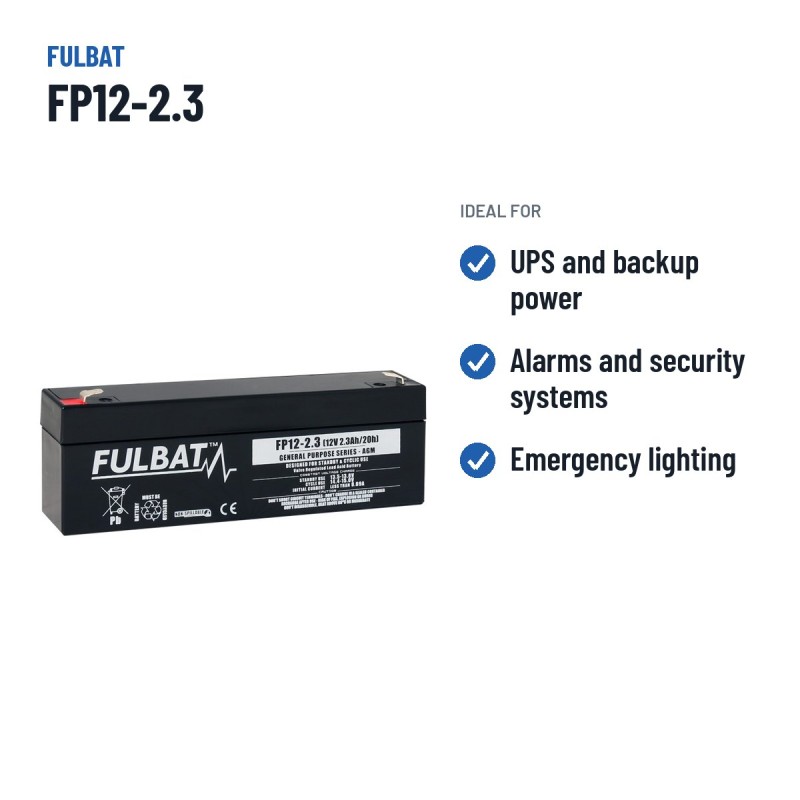 Batteria stazionaria UPS Fulbat FP12-2.3 12V 2.3Ah AGM – usi consigliati
