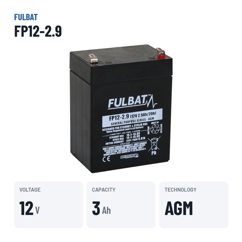 Stationärbatterie USV Fulbat FP12-2.9 12V 2.9Ah AGM