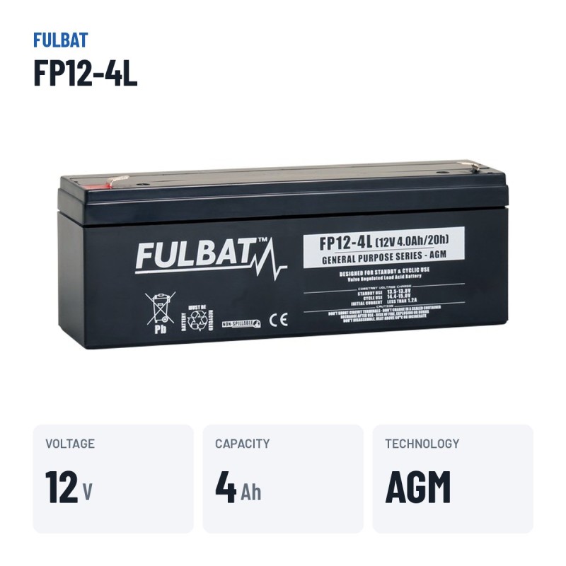Batteria stazionaria UPS Fulbat FP12-4L 12V 4Ah AGM – dati principali
