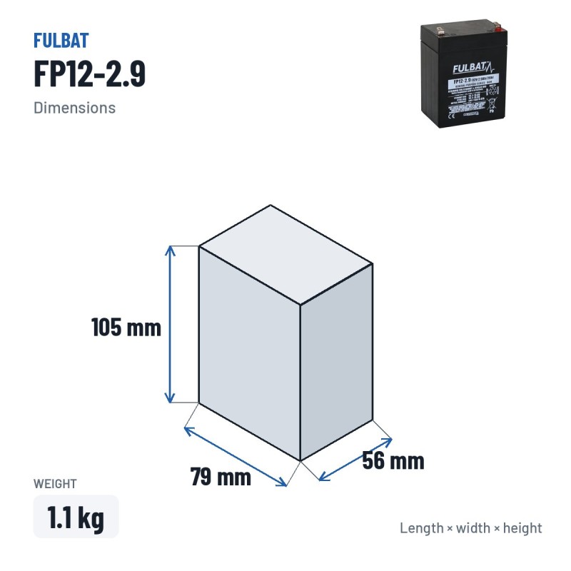 Stationärbatterie USV Fulbat FP12-2.9 12V 2.9Ah AGM